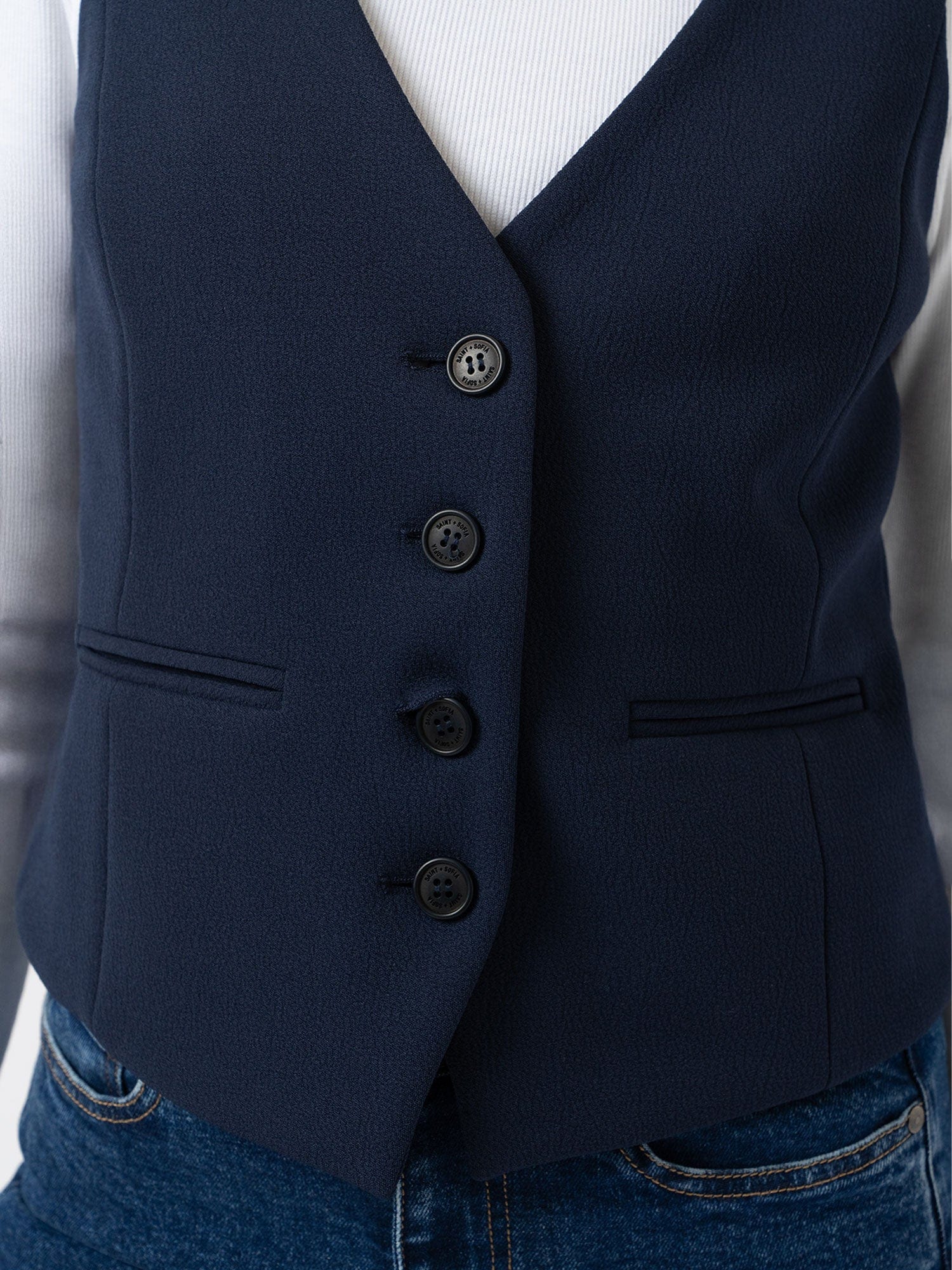 Astrid Waistcoat - Navy - Women's Jackets | Saint + Sofia? EU
