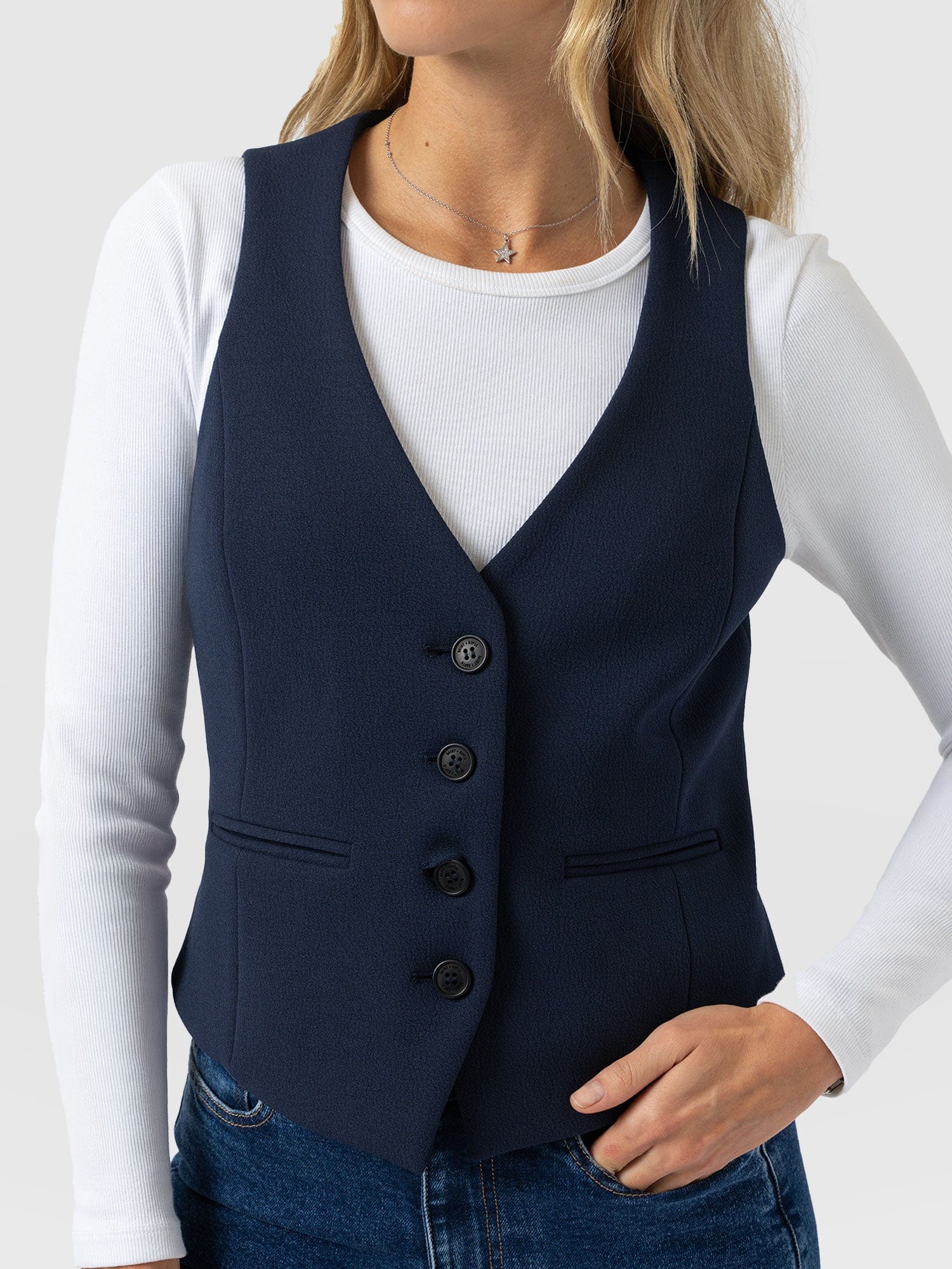 Astrid Waistcoat - Navy - Women's Jackets | Saint + Sofia? EU