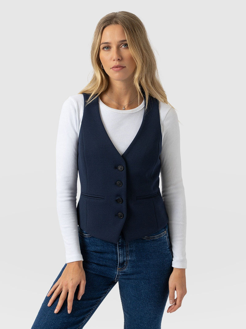 Astrid Waistcoat - Navy - Women's Jackets | Saint + Sofia? EU