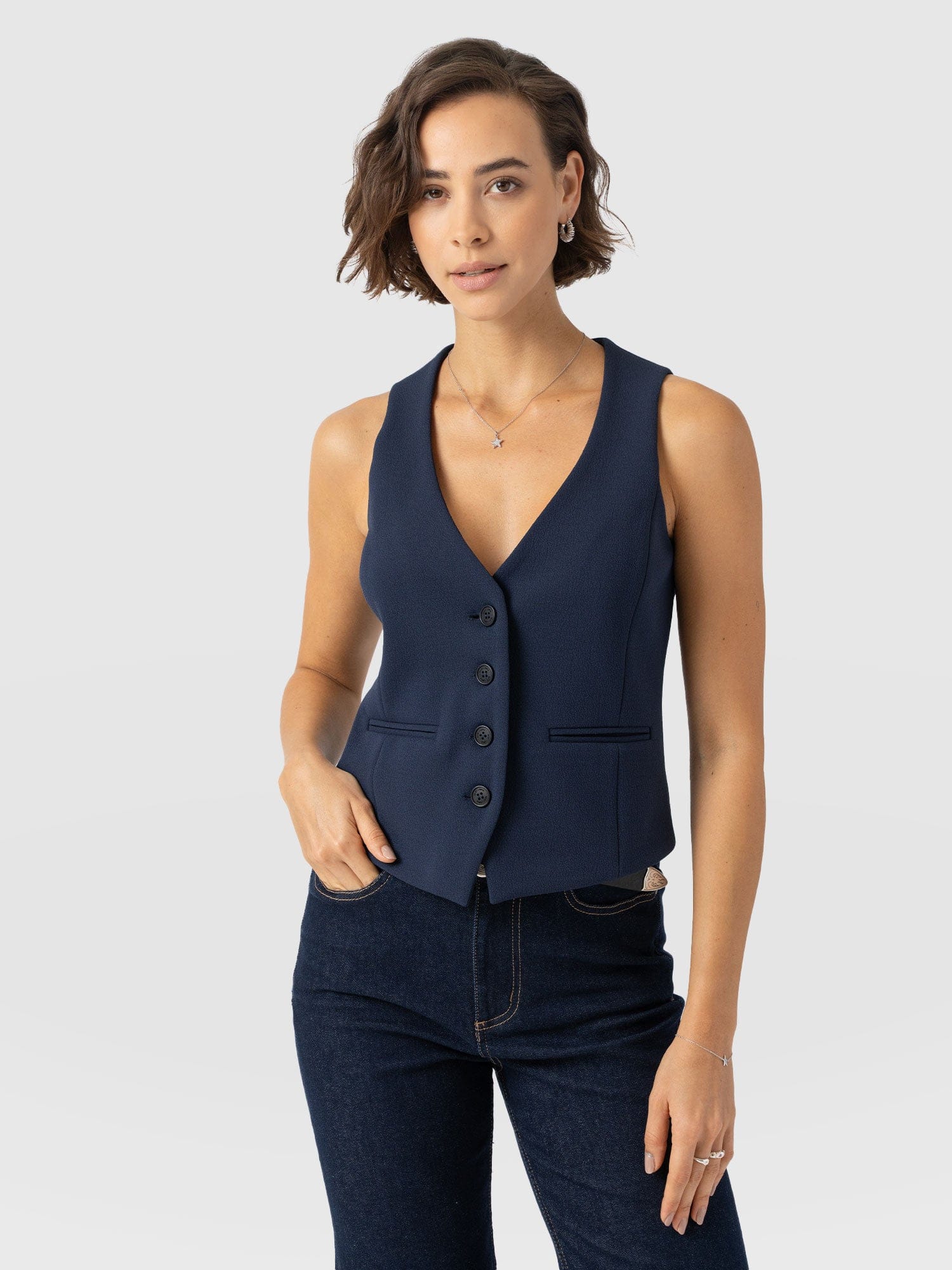 Astrid Waistcoat - Navy - Women's Jackets | Saint + Sofia? EU