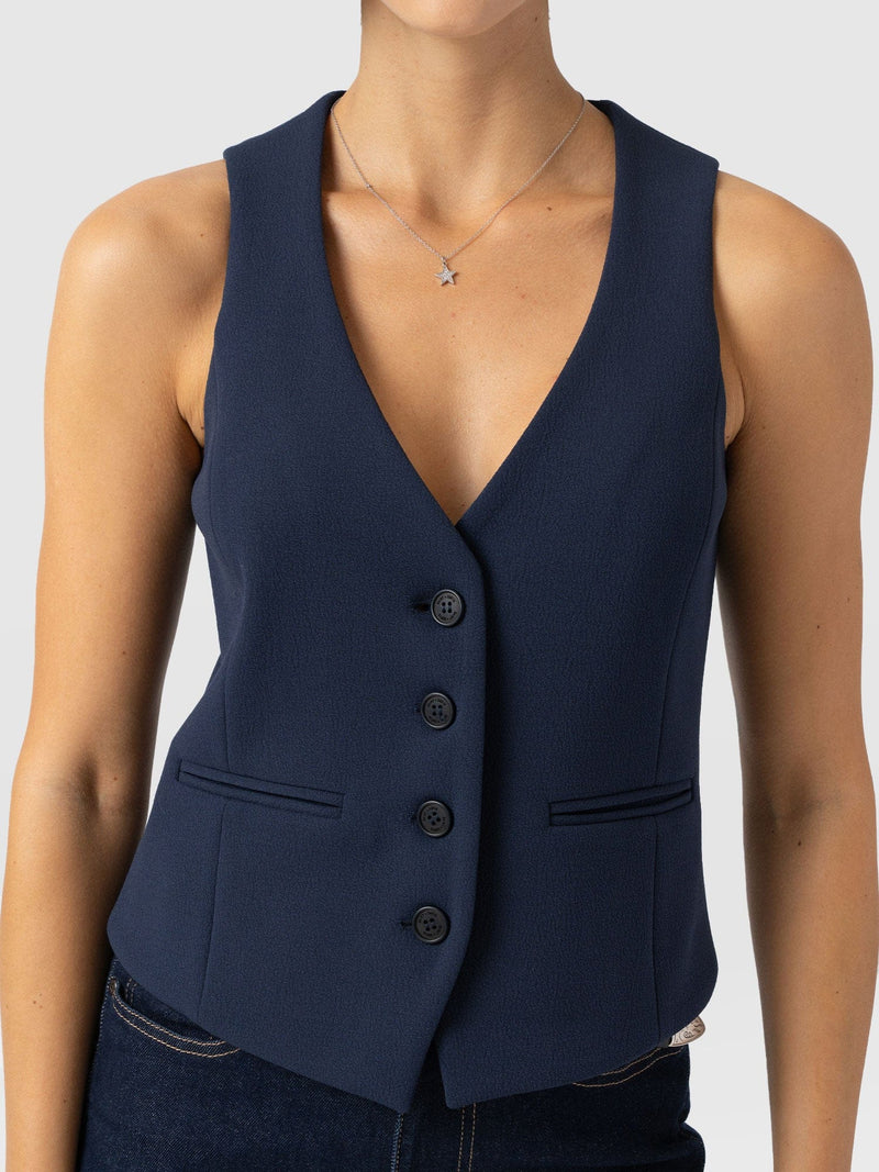 Astrid Waistcoat - Navy - Women's Jackets | Saint + Sofia? EU