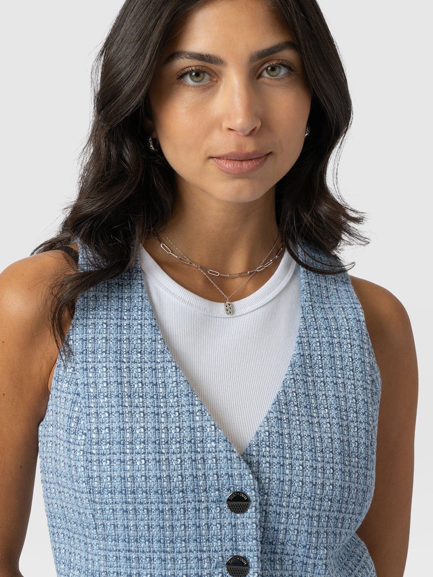 Astrid Waistcoat Pale Blue - Women's Blazers | Saint + Sofia® EU