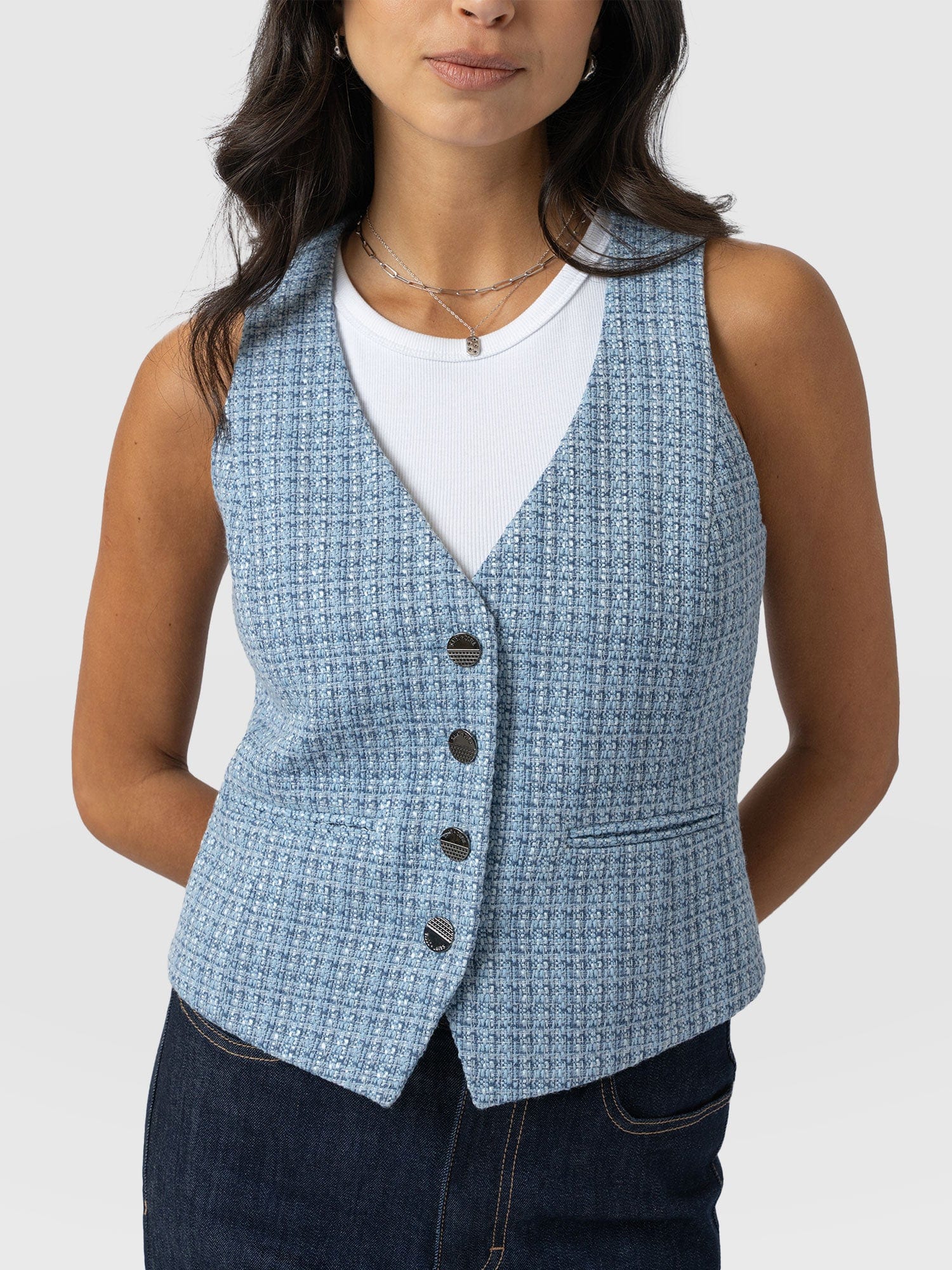 Astrid Waistcoat Pale Blue - Women's Blazers | Saint + Sofia® EU
