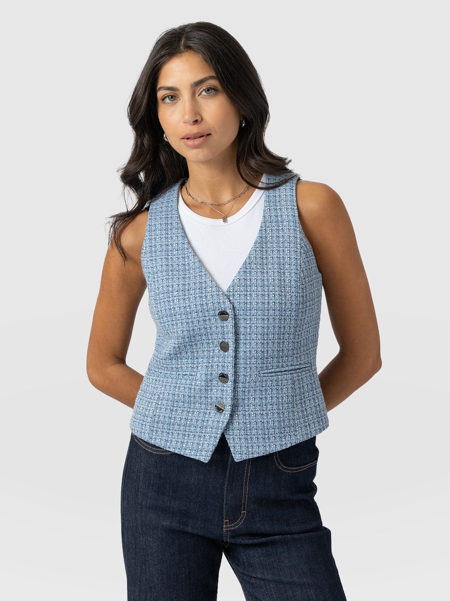 Astrid Waistcoat Pale Blue - Women's Blazers | Saint + Sofia® EU