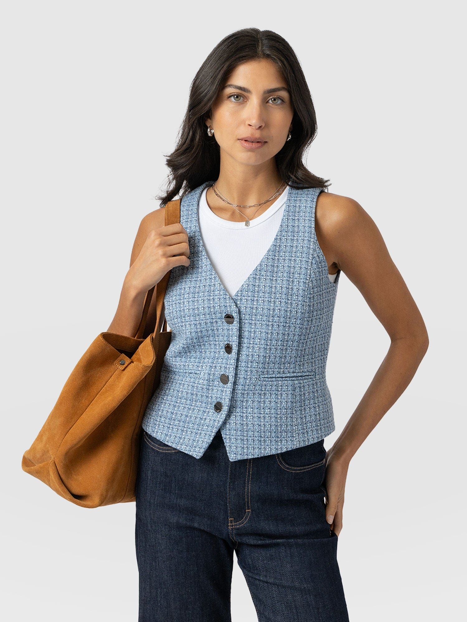 Astrid Waistcoat Pale Blue - Women's Blazers | Saint + Sofia® EU