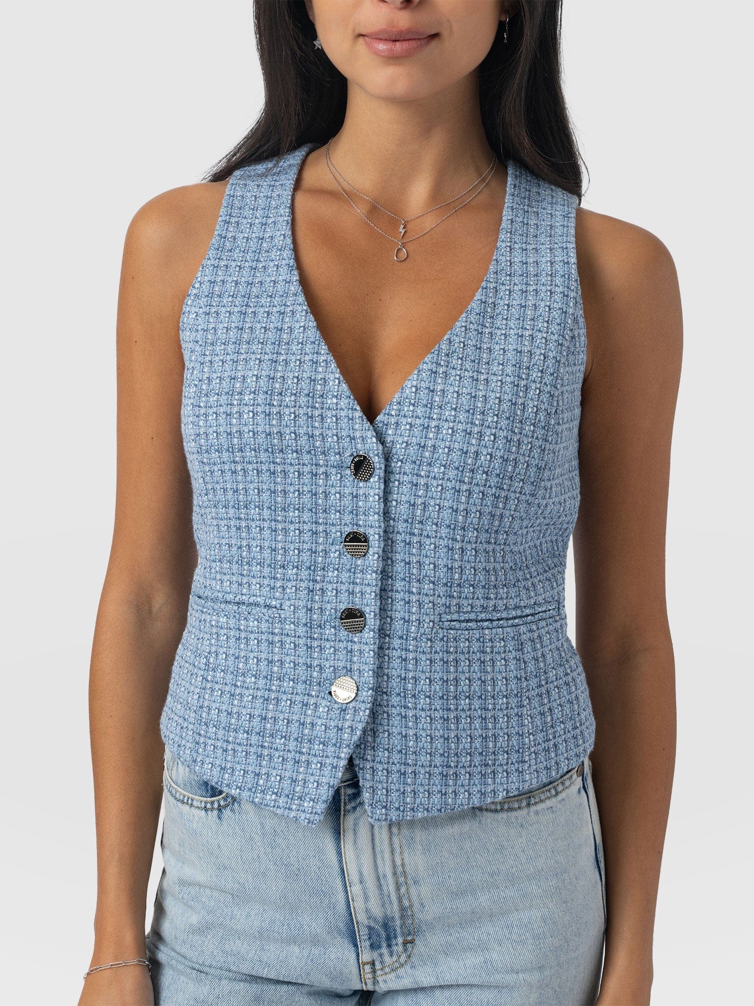 Astrid Waistcoat Pale Blue - Women's Blazers | Saint + Sofia® EU