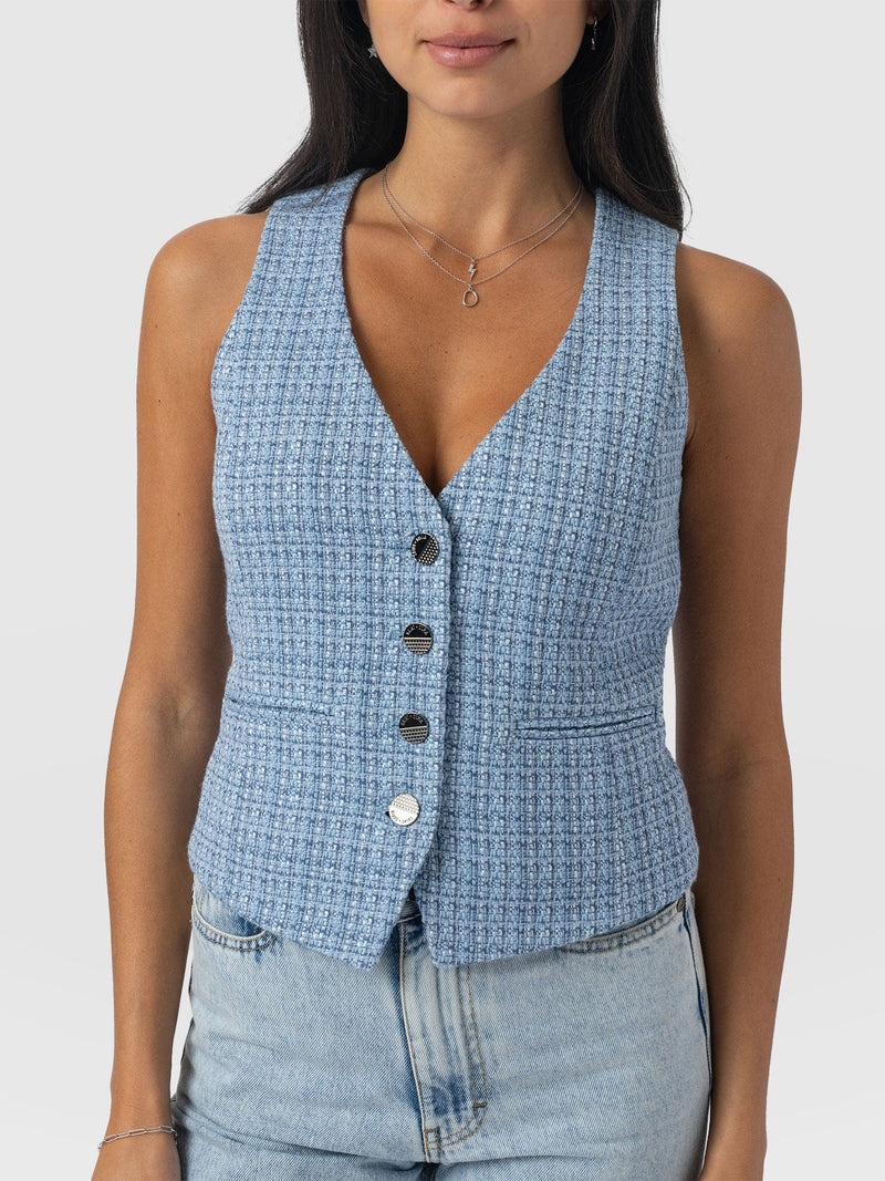 Astrid Waistcoat Pale Blue - Women's Blazers | Saint + Sofia® EU
