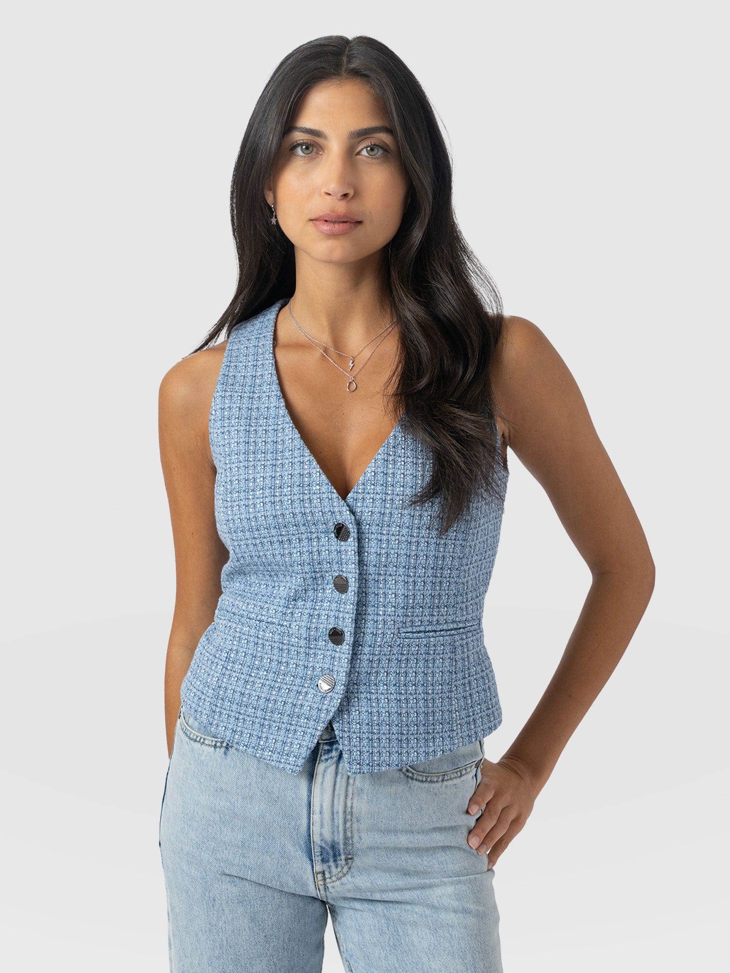 Astrid Waistcoat Pale Blue - Women's Blazers | Saint + Sofia® EU