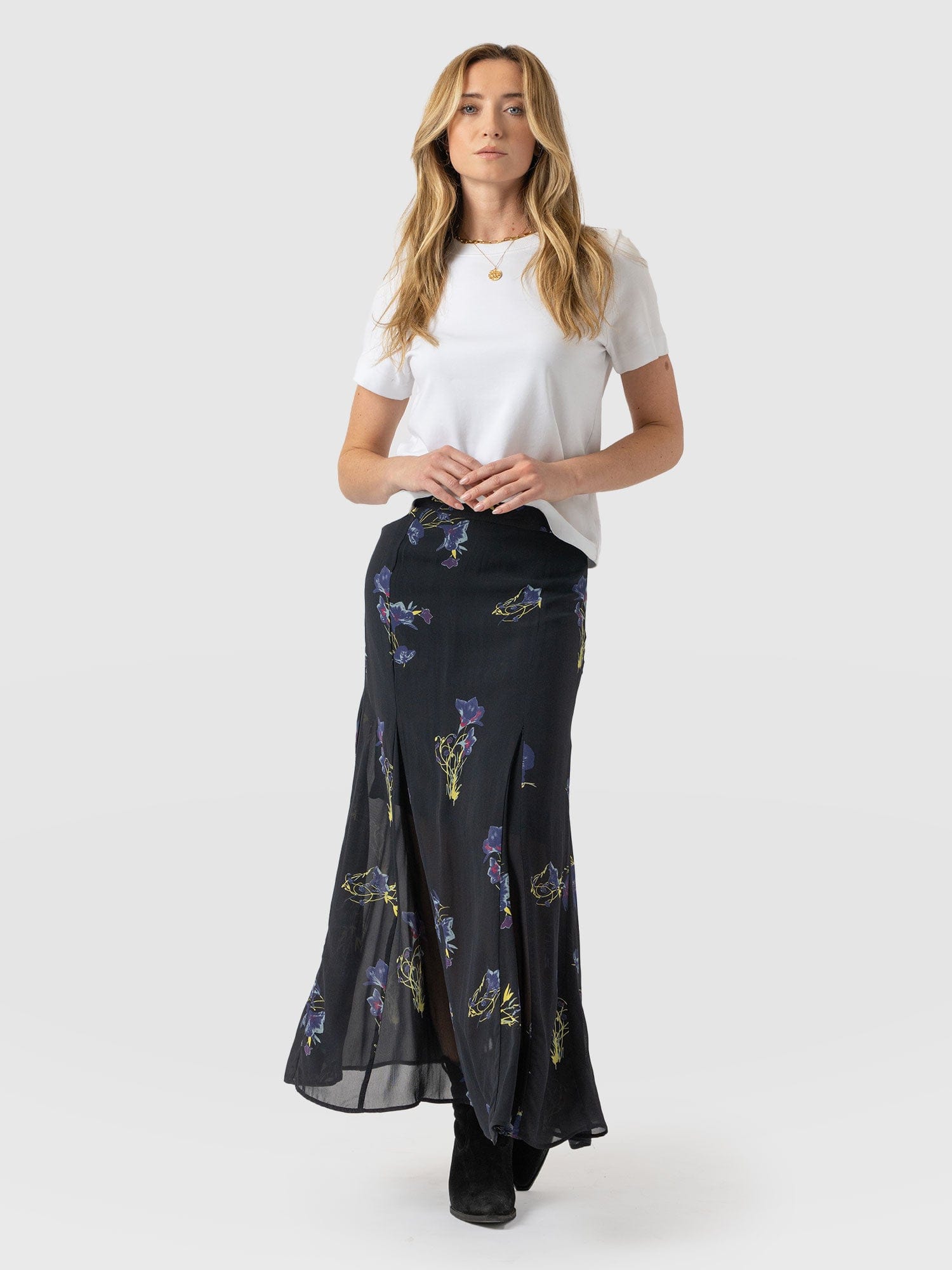 Audrey Skirt Blue Lily Gardens - Women's Skirts | Saint + Sofia® EU