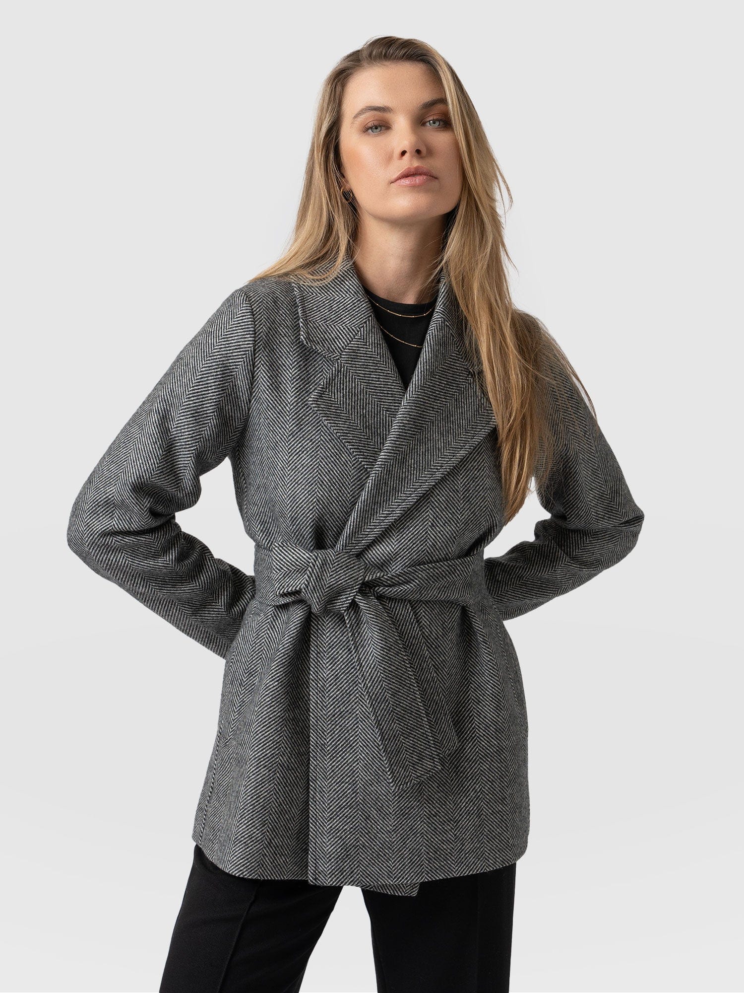 Audrey Wrap Coat Chevron - Women's Coats | Saint + Sofia® EU