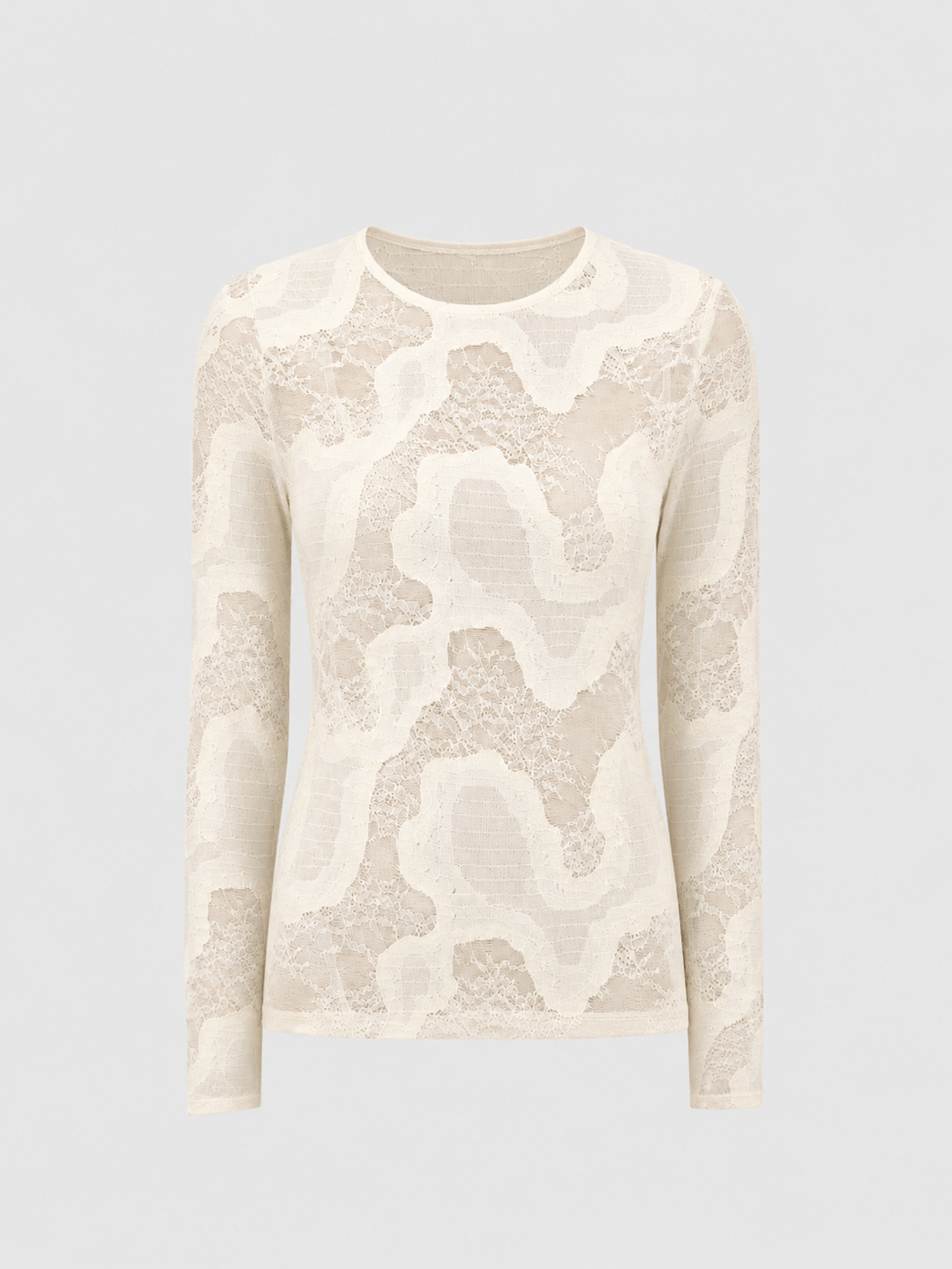 Austen Crew Neck Long Sleeve Tee - Cream Lace - Women's T-shirts | Saint and Sofia® EU