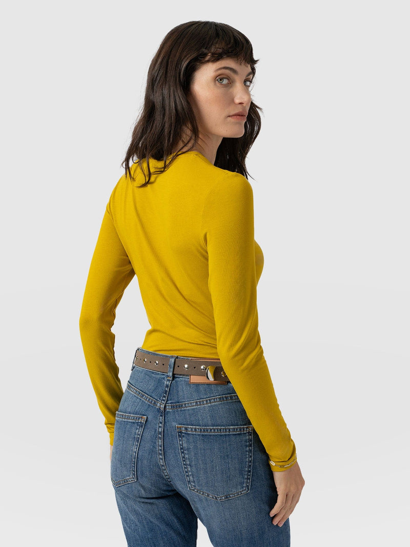 Austen Crew Neck Long Sleeve Tee - Mustard