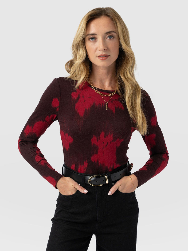 Austen Crew Neck Long Sleeve Tee - Pink Fade Floral - Women's T-shirts | Saint + Sofia® EU