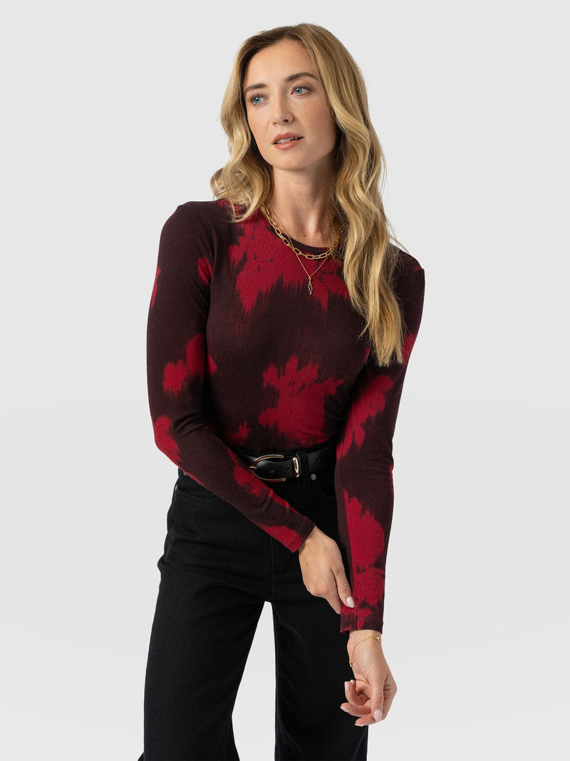 Austen Crew Neck Long Sleeve Tee - Pink Fade Floral - Women's T-shirts | Saint + Sofia® EU