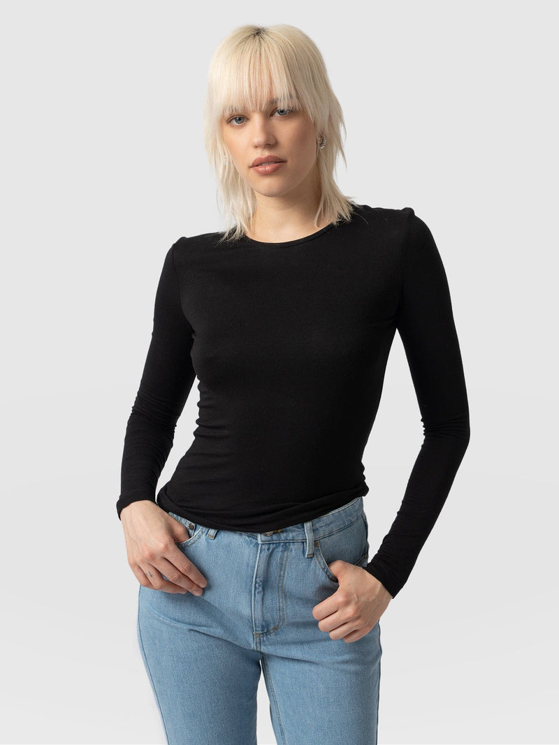 Austen Crew Neck Tee Black - Women's T-Shirt | Saint + Sofia® EU