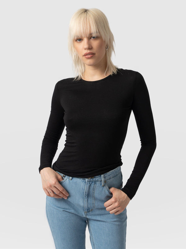 Austen Crew Neck Tee Black - Women's T-Shirt | Saint + Sofia® EU