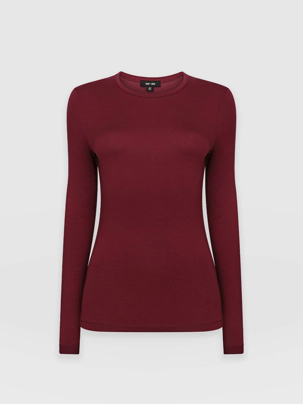 Austen Crew Neck Tee Burgundy - Women's T-Shirt | Saint + Sofia® EU