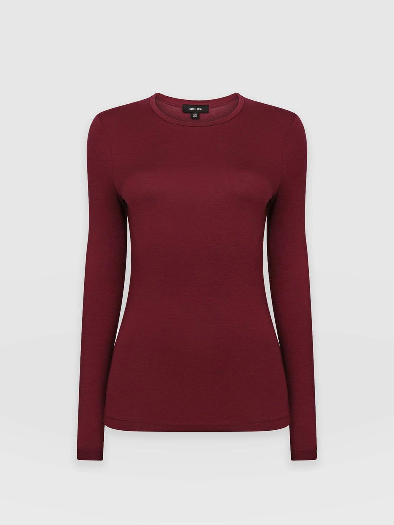 Austen Crew Neck Tee Burgundy - Women's T-Shirt | Saint + Sofia® EU