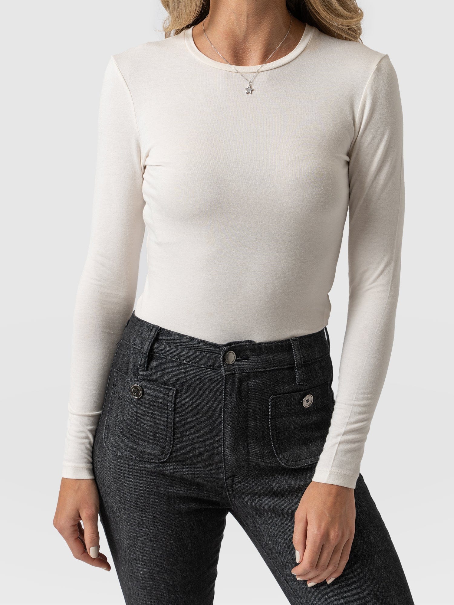 Austen Crew Neck Tee Cream - Women's T-Shirts | Saint + Sofia® EU