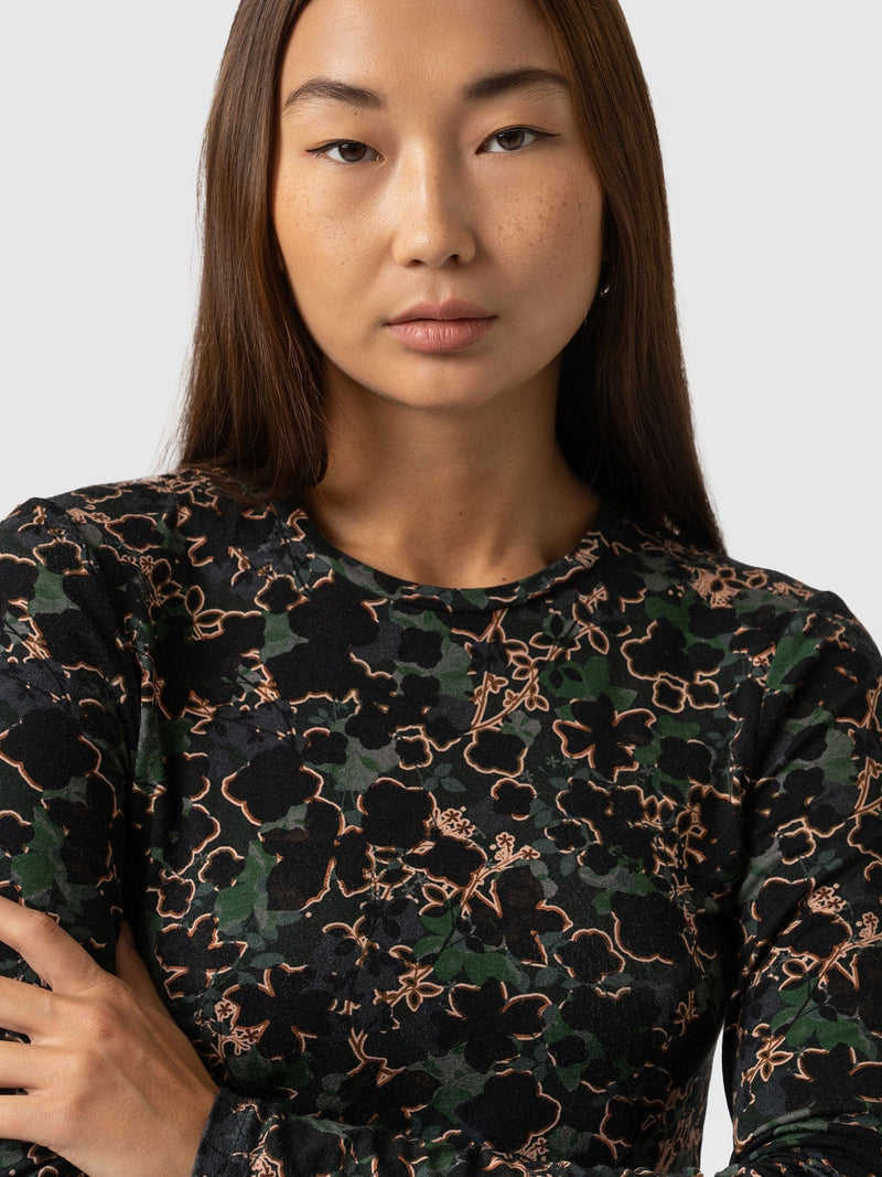 Austen Crew Neck Tee Green Twilight Floral - Women's T-Shirts | Saint + Sofia® EU