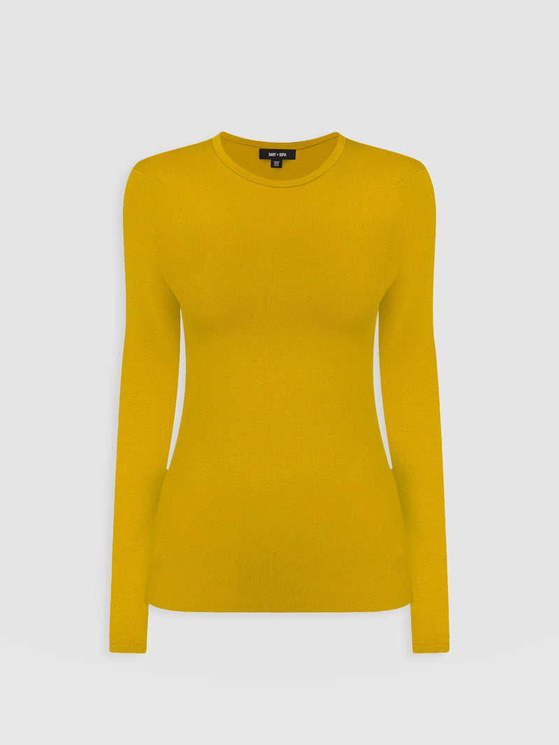 Austen Crew Neck Tee Long Sleeve Mustard - Women's T-Shirts | Saint + Sofia® EU