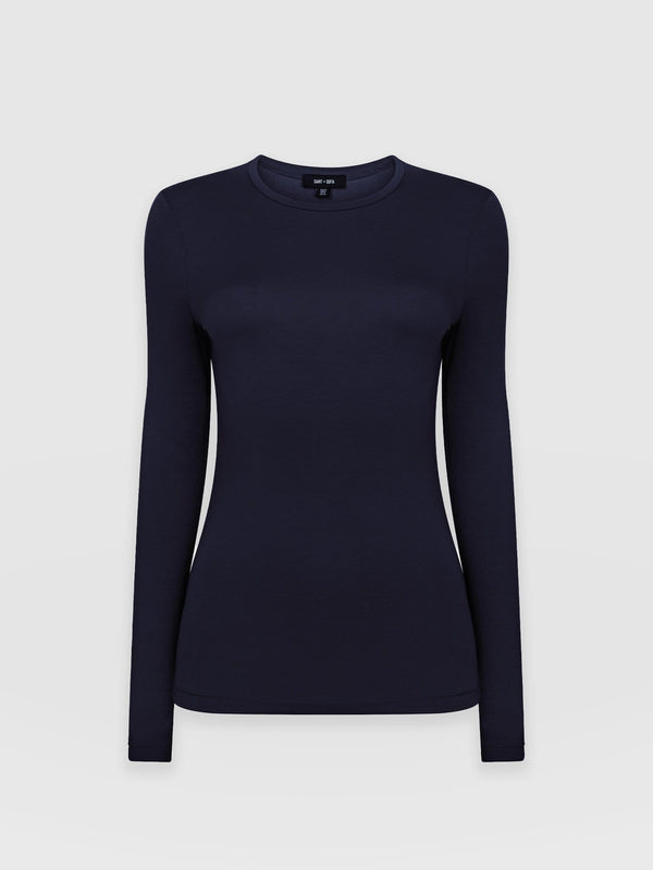 Austen Crew Neck Tee Navy - Women's T-Shirt | Saint + Sofia® EU