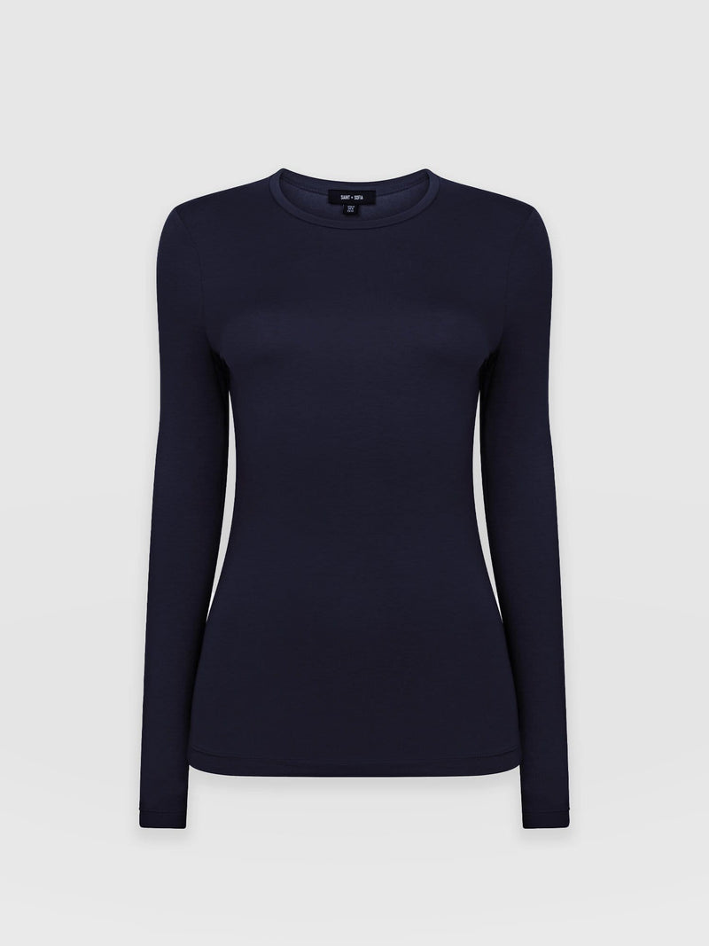 Austen Crew Neck Tee Navy - Women's T-Shirt | Saint + Sofia® EU