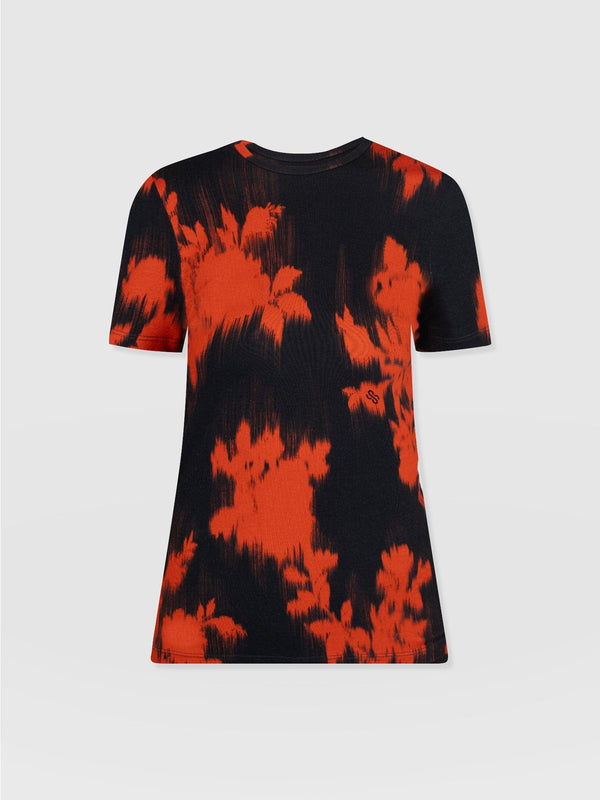 Austen Crew Neck Tee Short Sleeve - Orange Fade Floral - Women's T-shirts | Saint + Sofia® EU