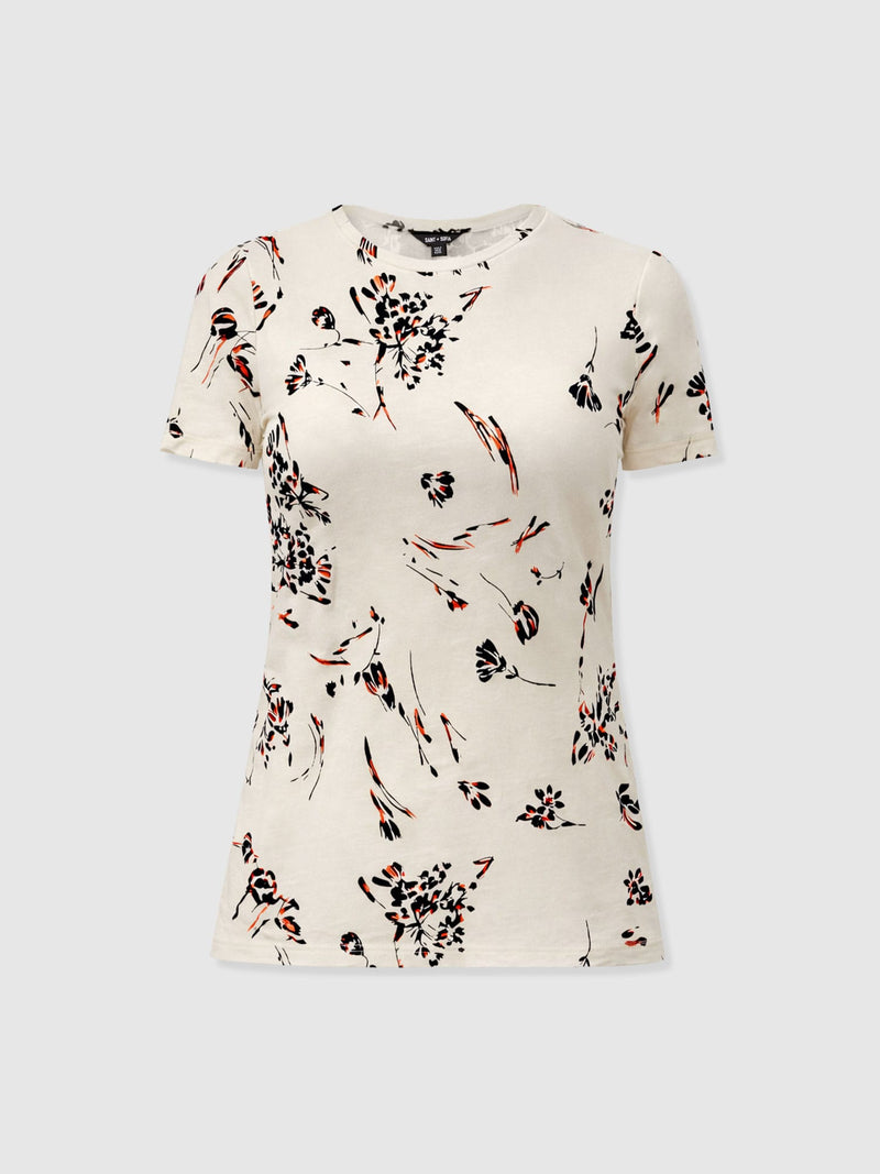 Austen Crew Neck Tee Short Sleeve - White Mist Floral - Women's T-shirts | Saint + Sofia® EU