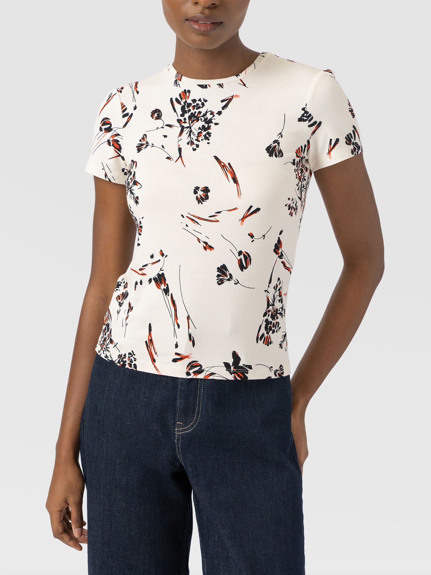 Austen Crew Neck Tee Short Sleeve - White Mist Floral - Women's T-shirts | Saint + Sofia® EU