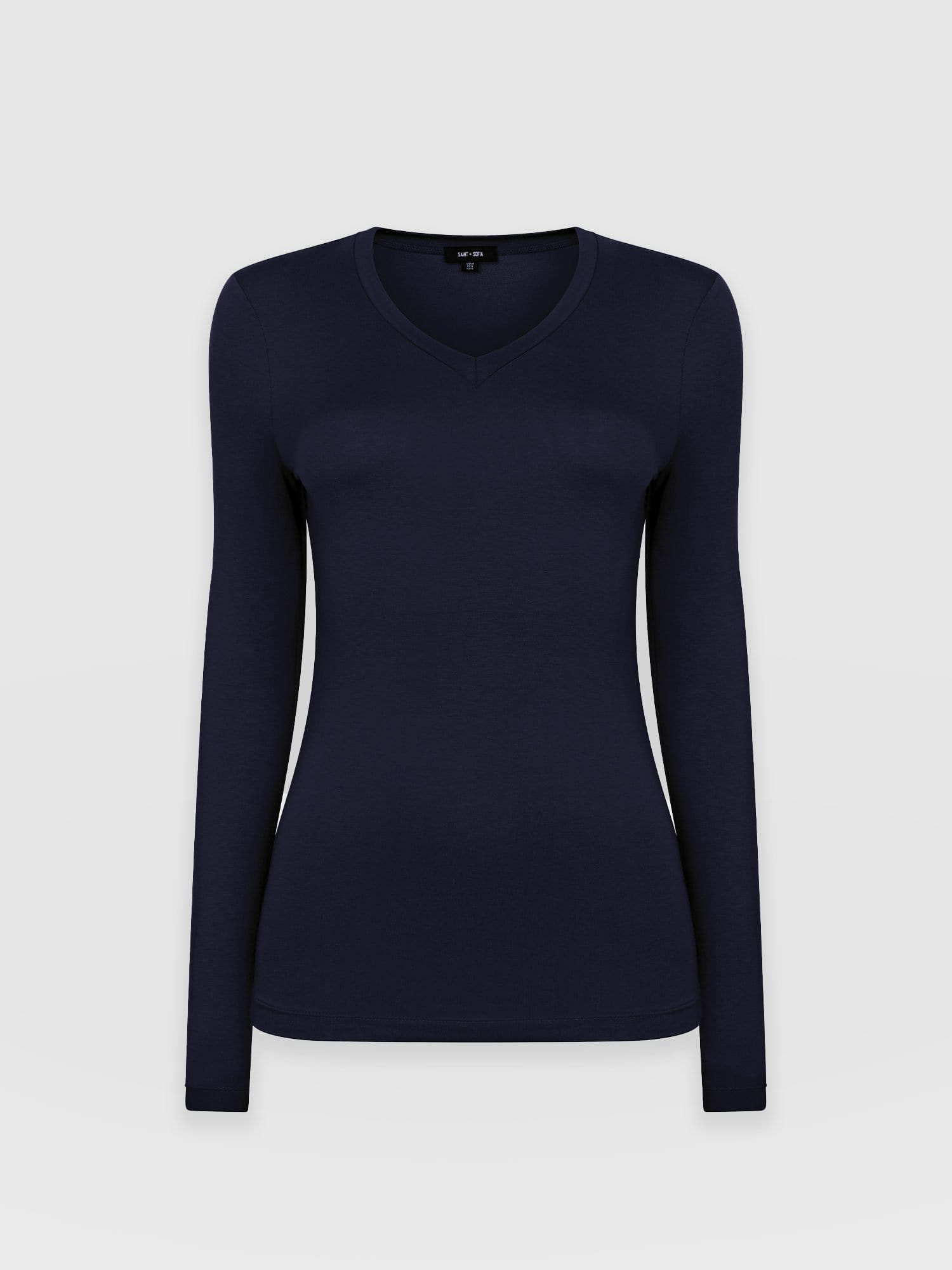 Austen V Neck Tee Navy - Women's T-Shirt | Saint + Sofia® EU