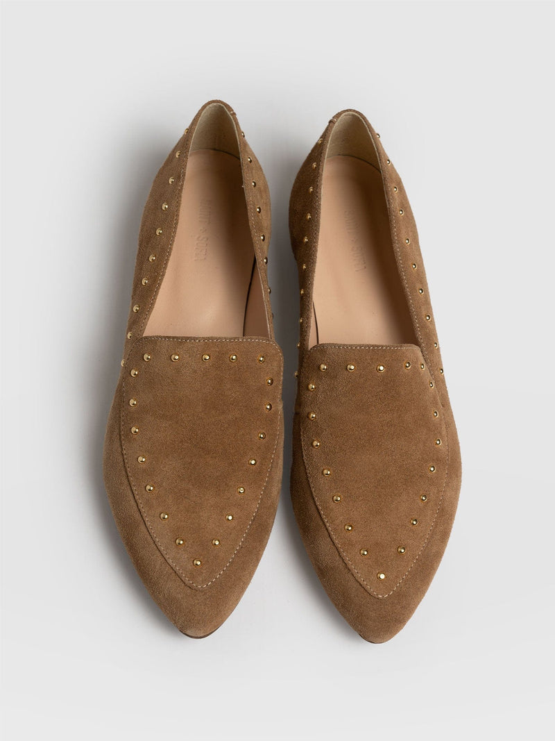 Ava Studded Loafer Light Brown - Women's Loafers | Saint + Sofia® EU