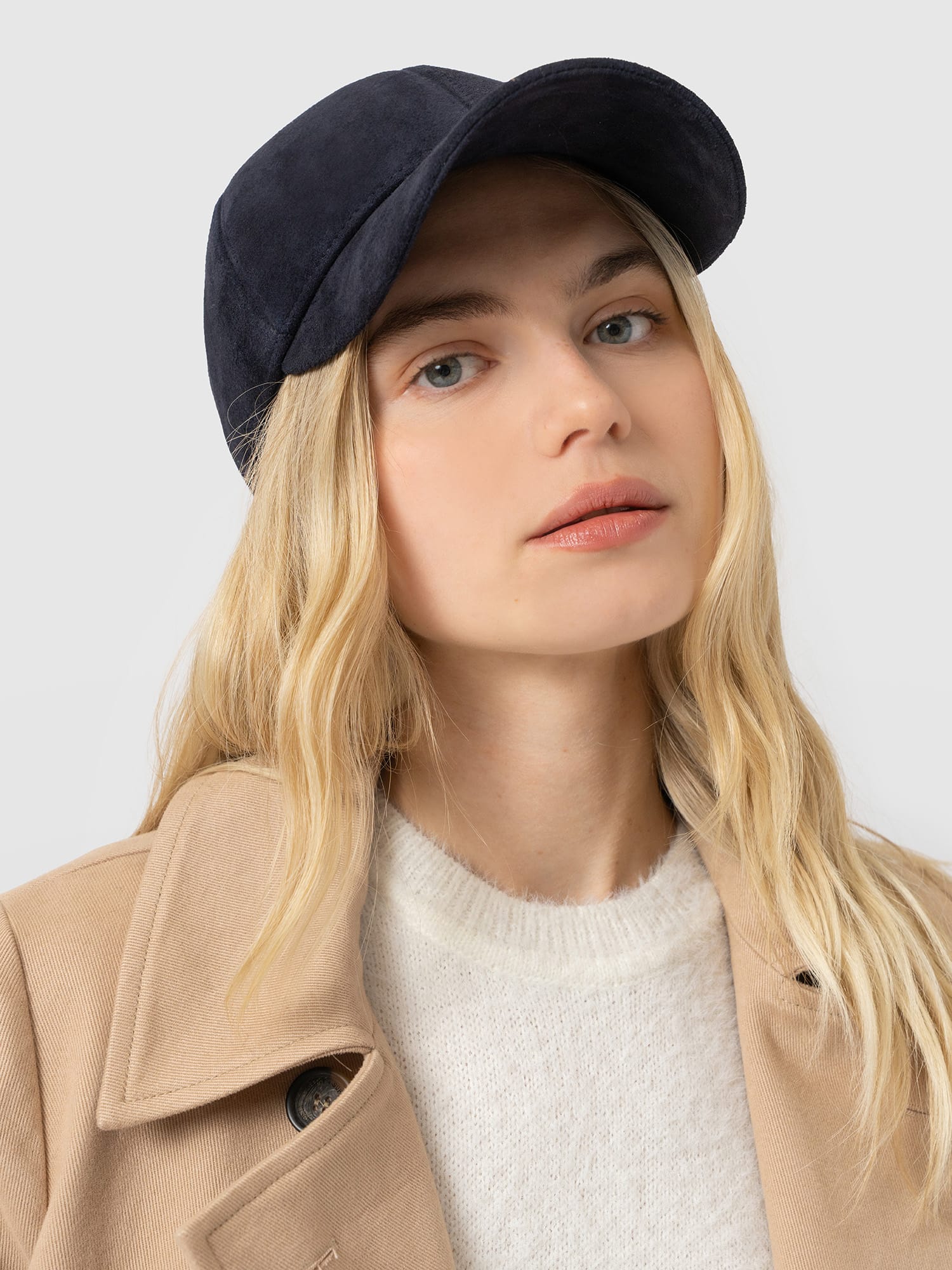 Avalon Baseball Cap - Navy Suede - Women's Scarves | Saint and Sofia® EU