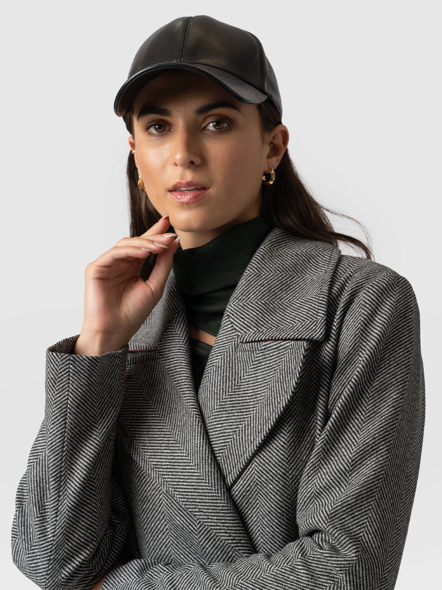 Avalon Leather Baseball Cap Black - Women's Hats | Saint + Sofia® EU