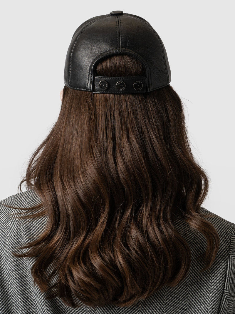 Avalon Leather Baseball Cap Black - Women's Hats | Saint + Sofia® EU