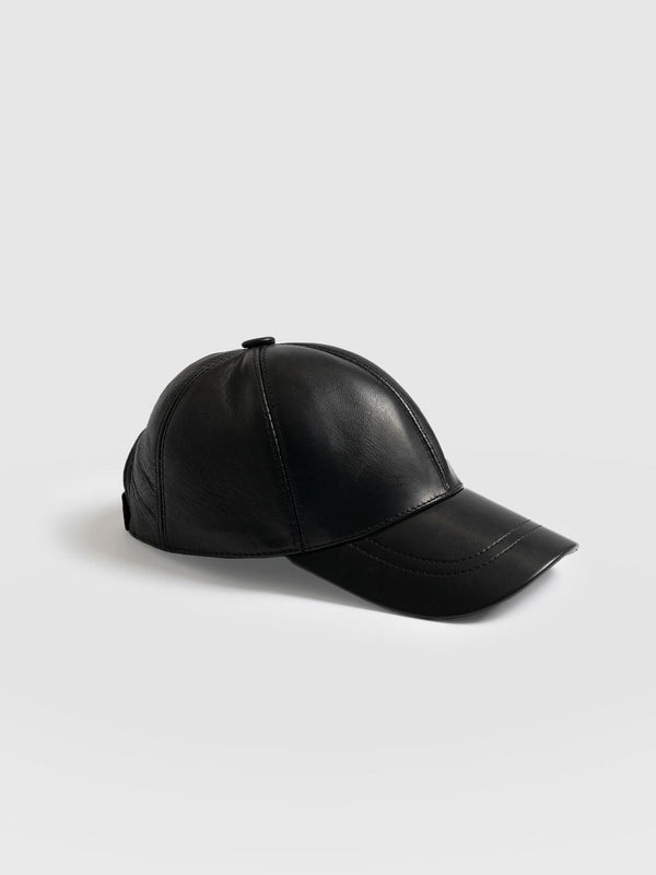 Avalon Leather Baseball Cap Black - Women's Hats | Saint + Sofia® EU