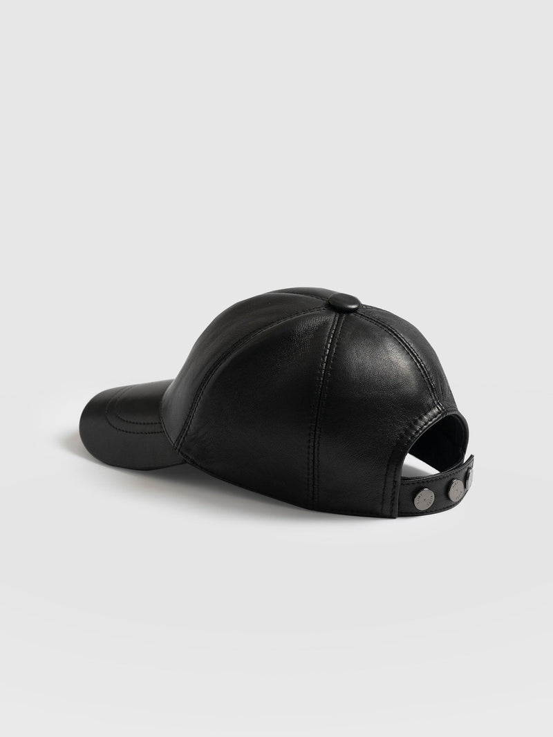 Avalon Leather Baseball Cap Black - Women's Hats | Saint + Sofia® EU