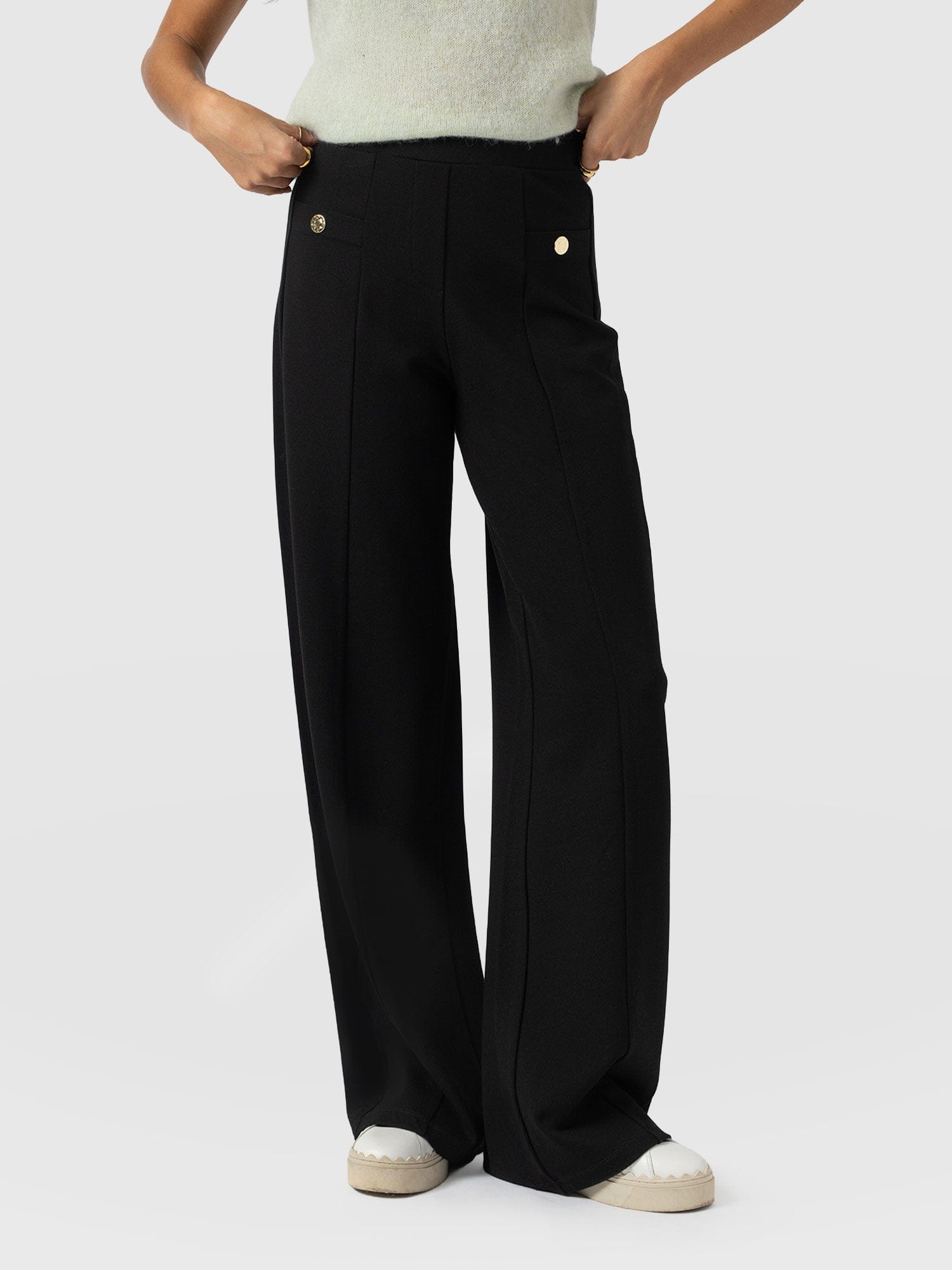 Averie Wide Leg Pant - Black Molten - Women's Trousers | Saint + Sofia® EU