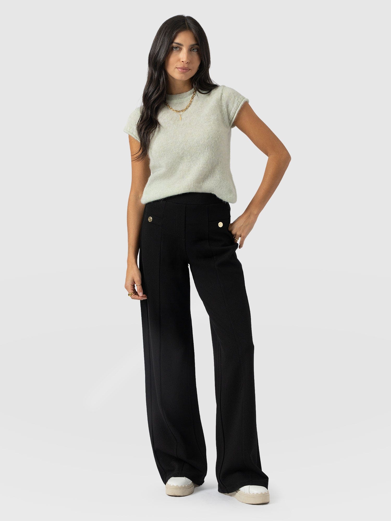 Averie Wide Leg Pant - Black Molten - Women's Trousers | Saint + Sofia® EU