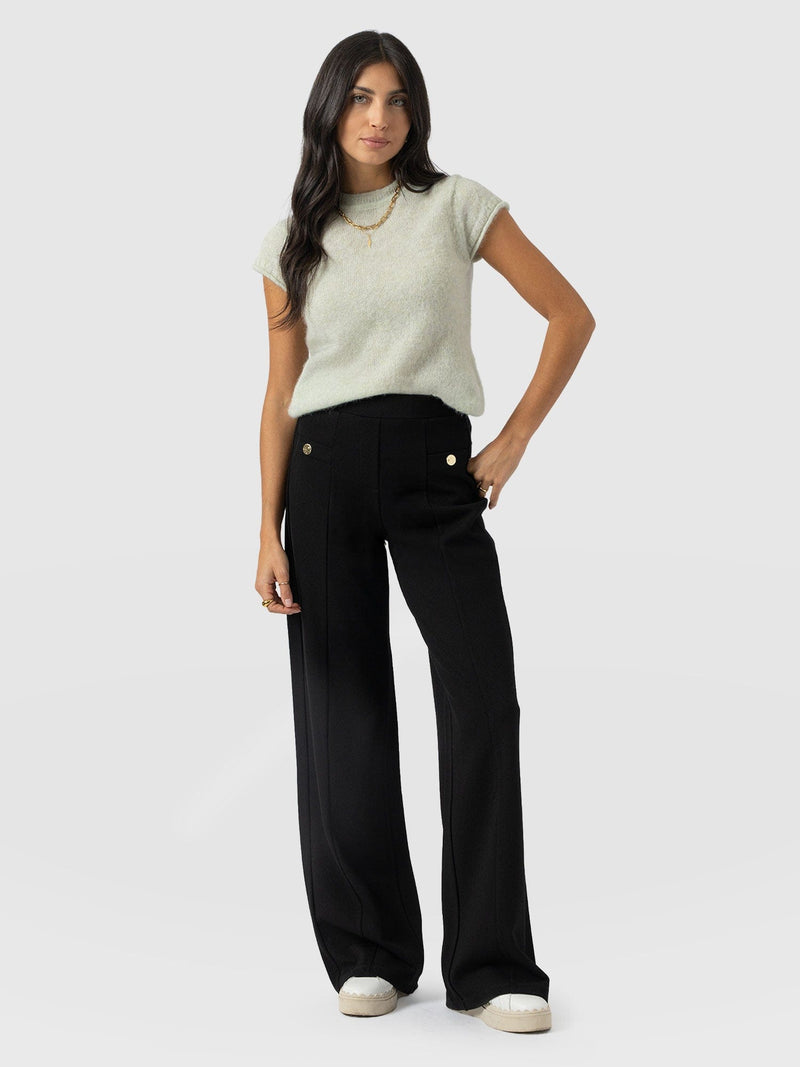 Averie Wide Leg Pant - Black Molten - Women's Trousers | Saint + Sofia® EU