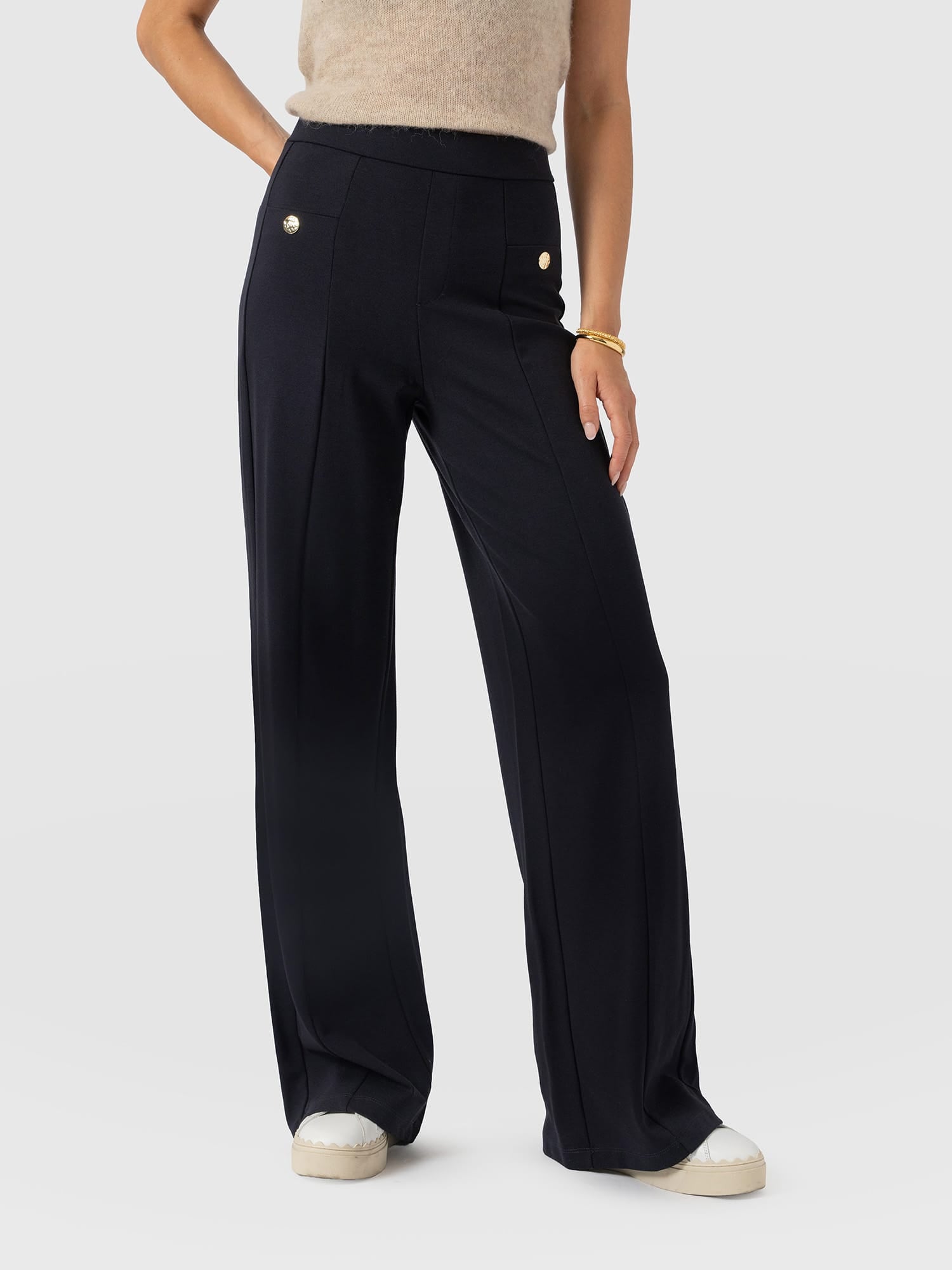 Averie Wide Leg Pant - Navy - Women's Trousers | Saint and Sofia® EU