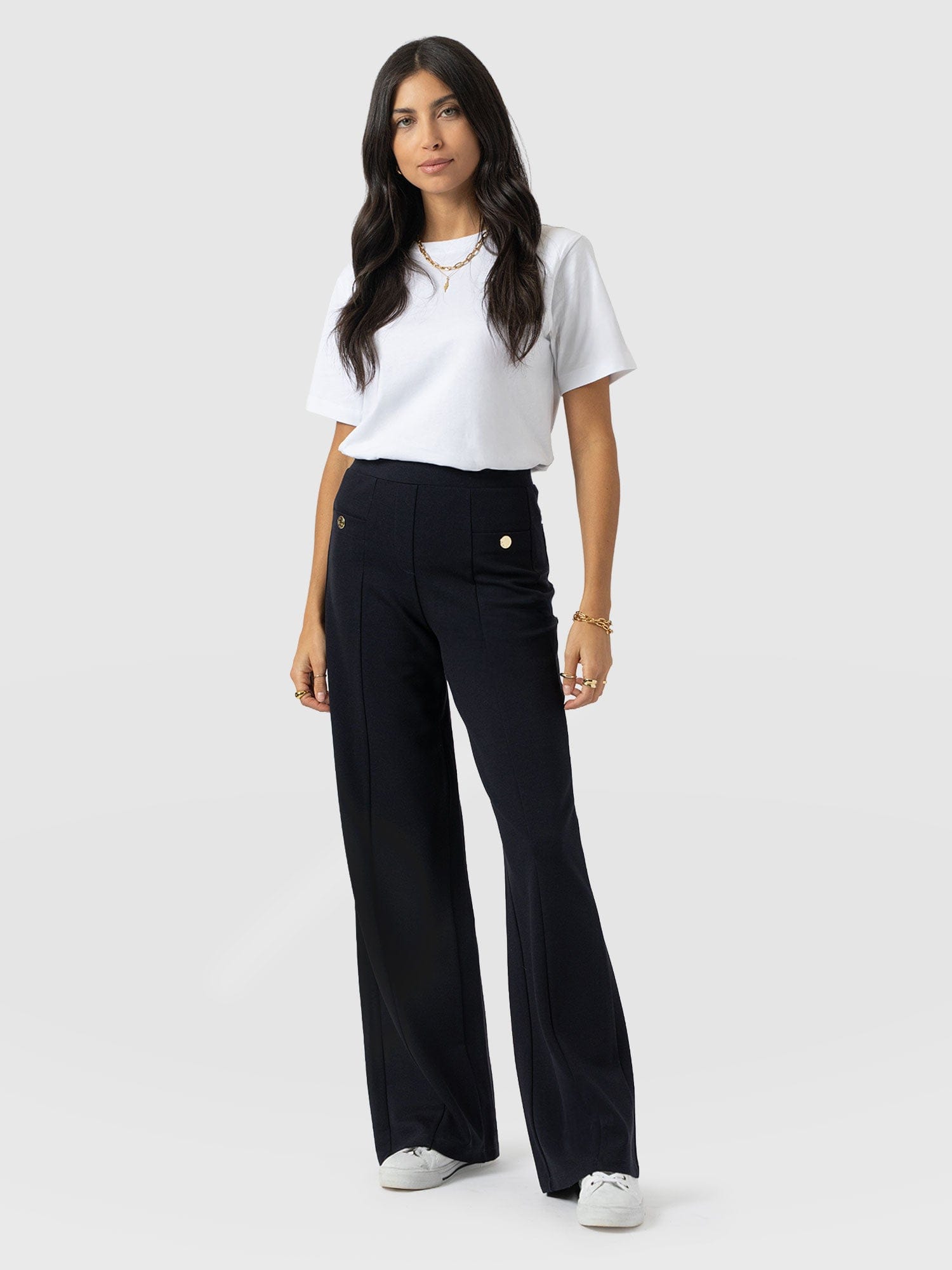 Averie Wide Leg Pant - Navy - Women's Trousers | Saint + Sofia® EU