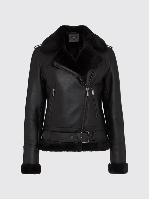 Aviator Shearling Jacket Black - Women's Jackets | Saint + Sofia® EU