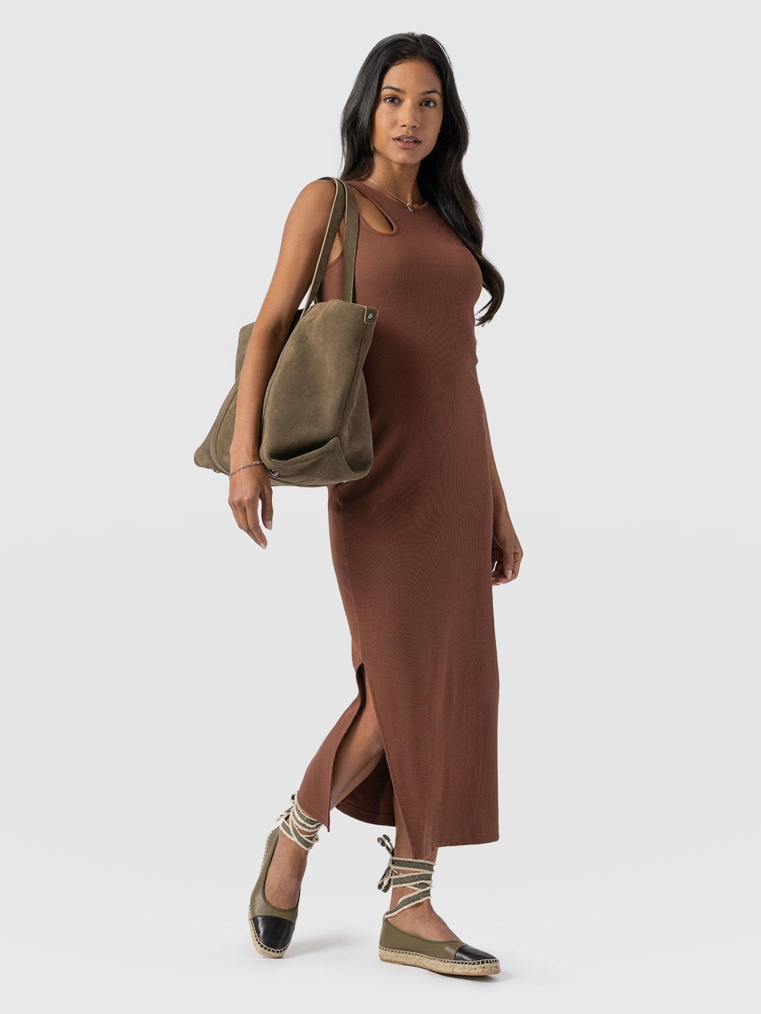 Axel Cut Out Dress - Russet Brown - Women's Dresss | Saint + Sofia® EU