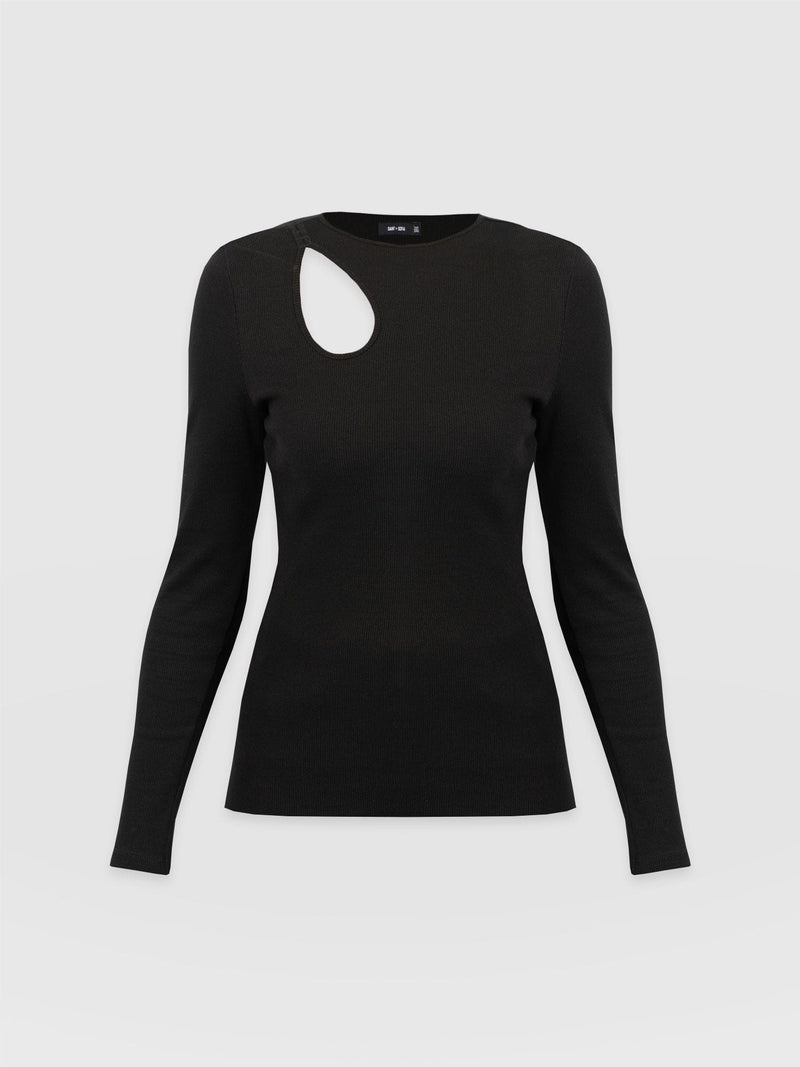 Axel Cut Out Long Sleeve Tee Black - Women's T-Shirts | Saint + Sofia® EU