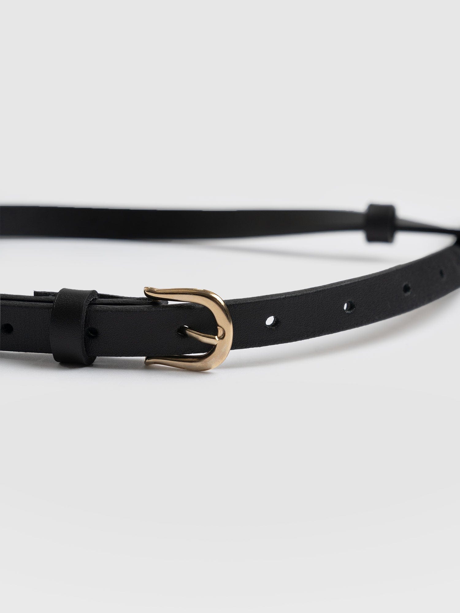 Axel Double Skinny Belt Black - Leather Belts |  Saint + Sofia® EU