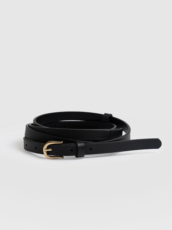 Axel Double Skinny Belt Black - Leather Belts |  Saint + Sofia® EU