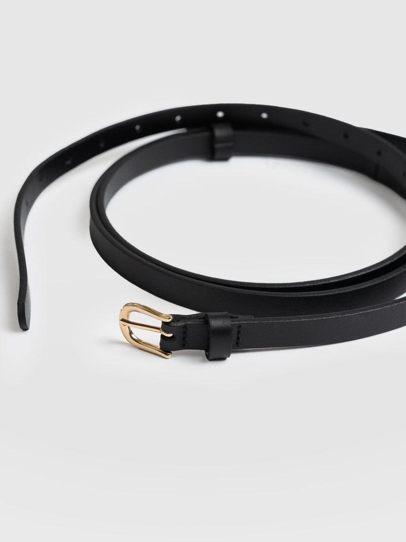 Axel Double Skinny Belt Black - Leather Belts |  Saint + Sofia® EU