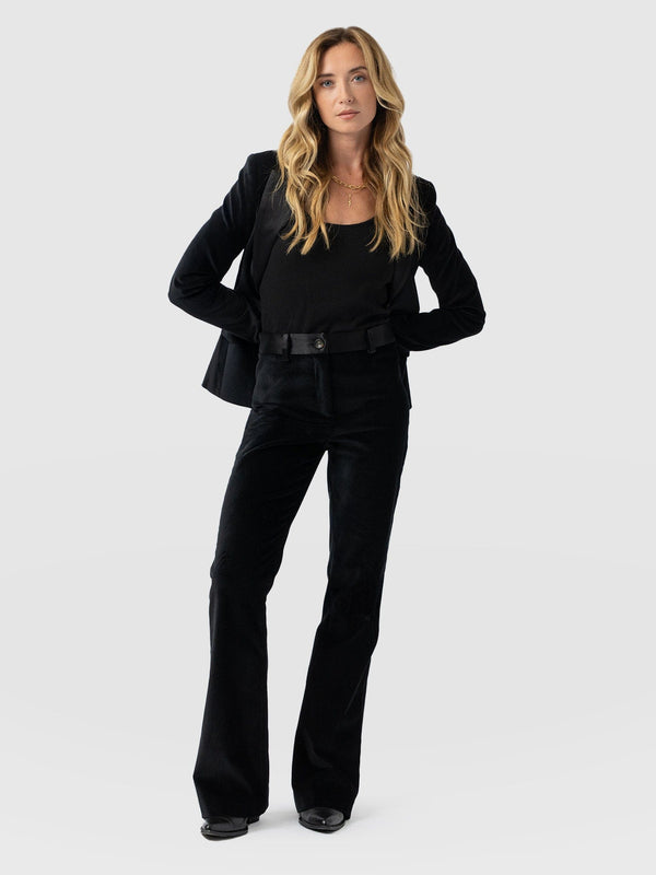 Axel Flared Pant - Black Velvet - Women's Trousers | Saint + Sofia® EU