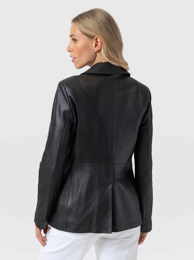 Axel Single Breasted Blazer - Black Leather - Women's Leathers | Saint + Sofia® EU